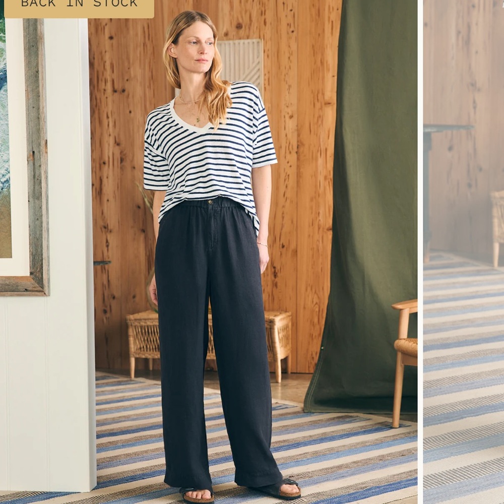 Faherty Wide-Leg Pants in Black